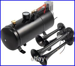 Train Air Horn Kit with 4 Trumpet With 6 Liter Tank 150db 12V Air System