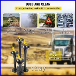 Train Air Horn Kit with 4 Trumpet With 6 Liter Tank 150db 12V Air System
