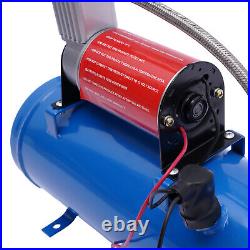 UK Air A/C Compressor 100psi Universal 6 Liter Tank Train Air Horn Kit DC 12V