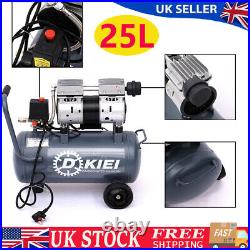 UK Ultra Quiet & Oil-Free 25 Litre 2.5HP 8CFM Steel Tank Air Compressor 60dB 25L