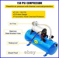 VEVOR Air Compressor 4 Trumpet With 6 Liter Tank 12V For Train Horn Kit 150PSI