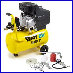 Wolf Air Compressor 24 Litre 2.5hp 8bar 9.6cfm 24L Ltr with 5pc Air Tool Kit