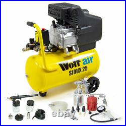 Wolf Air Compressor 24 Litre 2.5hp 8bar 9.6cfm 24L Ltr with Air Tools + Brush Kit