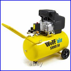 Wolf Air Compressor 50 Litre 2.5hp 8bar 9.6cfm 50L Ltr + 10m Reel Tools Brush