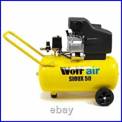 Wolf Air Compressor 50 Litre 2.5hp 8bar 9.6cfm 50L Ltr + 10m Reel Tools Brush