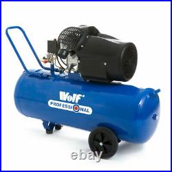 Wolf Pro Air Compressor 100 Litre V-Twin 3hp 8bar 14.6cfm 100L with Air Tool Kit
