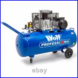 Wolf Pro Air Compressor 150 Litre Belt Drive 3hp 10bar 150psi 14cfm 2-Cylin 150L